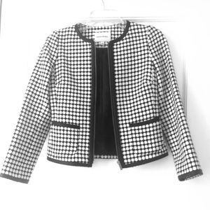 Black & white Banana Republic leather trim blazer